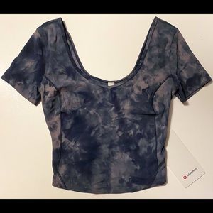 Lululemon Align Tee (Sz 2, Cropped) Diamond Die Lunar Rock True Navy